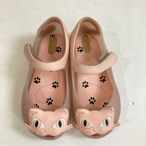 Mini Melissa Ultragirl II Kitty Cat Mary Jane Ballet Flats Light Pink Jelly 10 - Picture 2 of 11